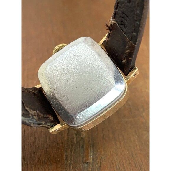 Tissot Womens Watch Vintage Swiss Mechanical Gold Silver Dial Brown Leather Band - Picture 6 of 13